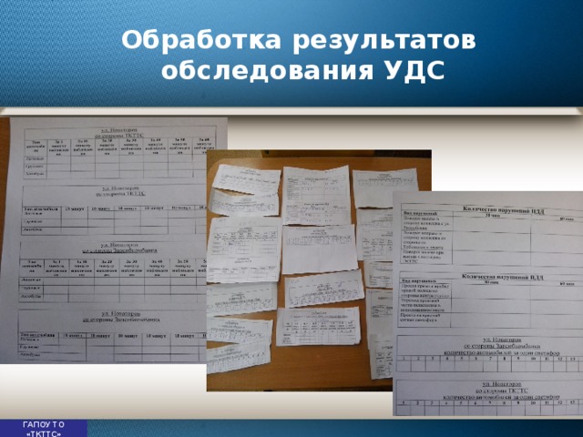 Обработка результатов  обследования УДС ГАПОУ ТО «ТКТТС» 