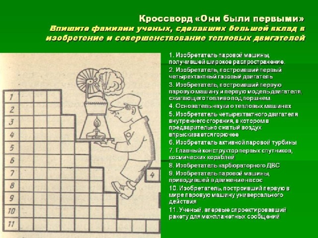 Кроссворд ученых. Изобретатели кроссворд. Кроссворд на тему изобретения. Кроссворд для детей изобретения и открытия. Кроссворд по физике на тему тепловые двигатели.