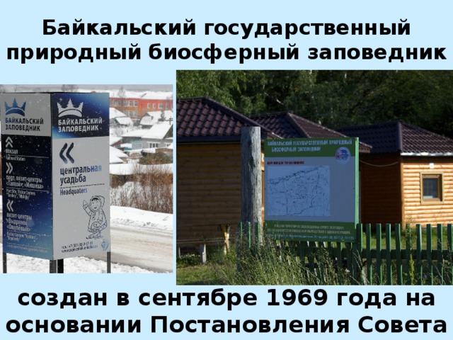 Байкальский государственный природный биосферный заповедник создан в сентябре 1969 года на основании Постановления Совета Министров РСФСР.  
