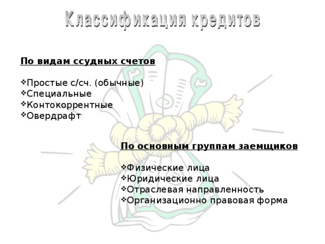 Классификация кредитов презентация