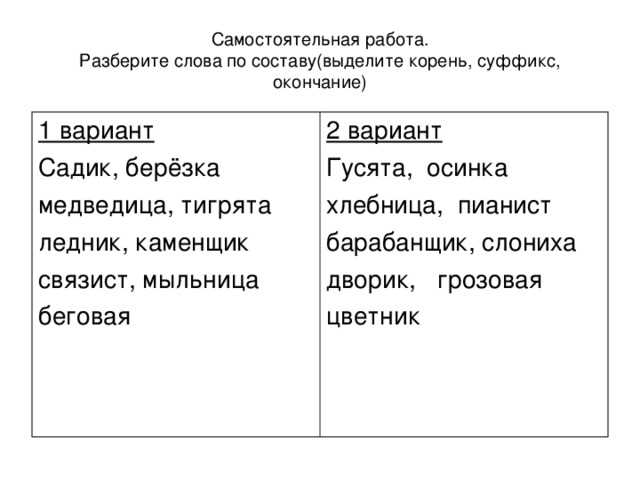 Разбор по составу 2 класс презентация