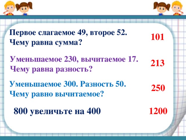 Первое слагаемое второе слагаемое