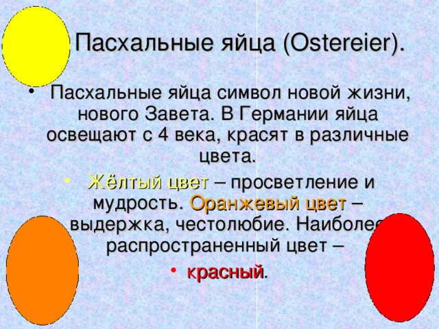 Пасхальные яйца ( Ostereier ).