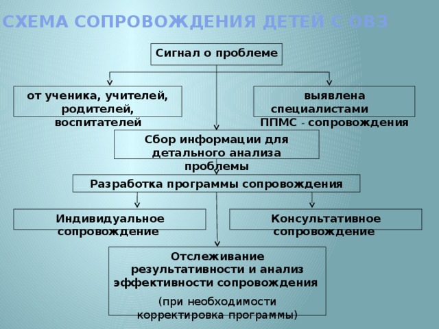 Педагогическое сопровождение процесса социализации. Схема психолого педагогического сопровождения. Сопровождение детей с ОВЗ. Психолого-медико-педагогическое сопровождение детей с ОВЗ.