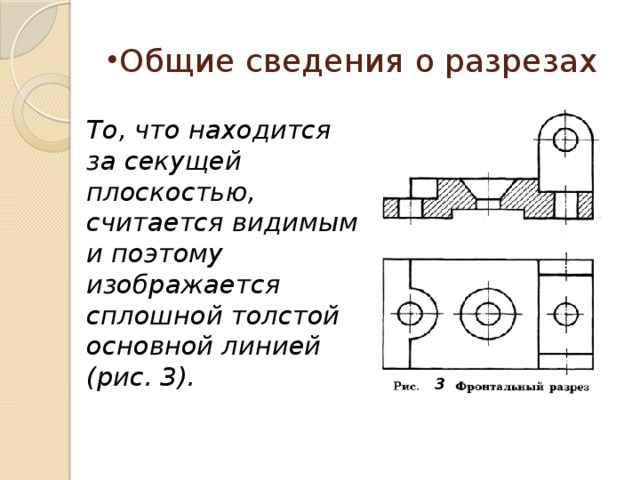 При выполнении сечения на чертеже показывают то что расположено