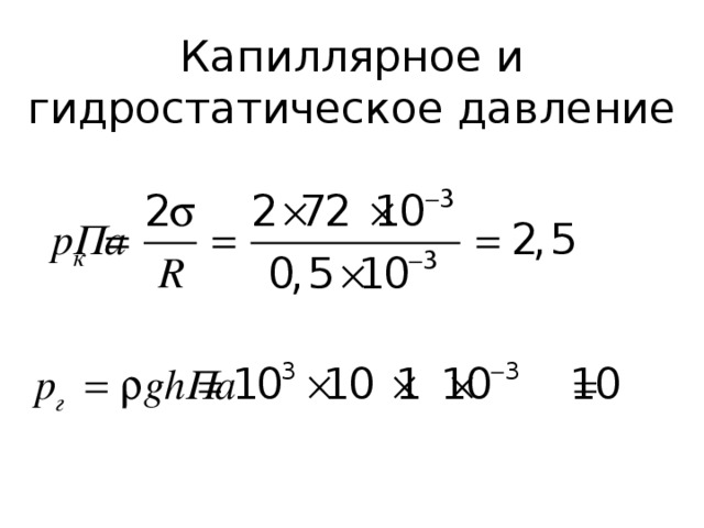 Капиллярное и гидростатическое давление 