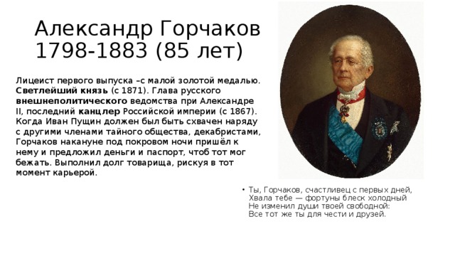 Читать горчаков 7. А.М. Горчаковым (1798–1883. Горчаков канцлер Российской империи.
