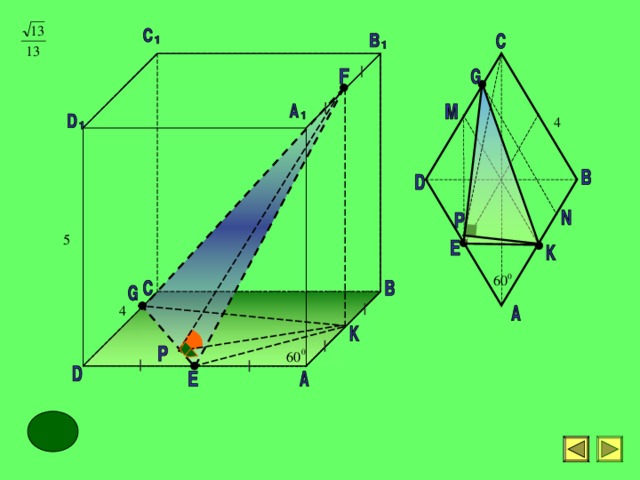 В кубе ABCDA 1 B 1 C 1 D 1 . найдите угол между плоскостями A В 1 С и CB 1 D 1 . 