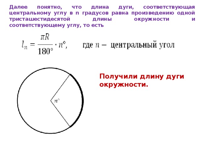 Дуга соответствующая центральному углу