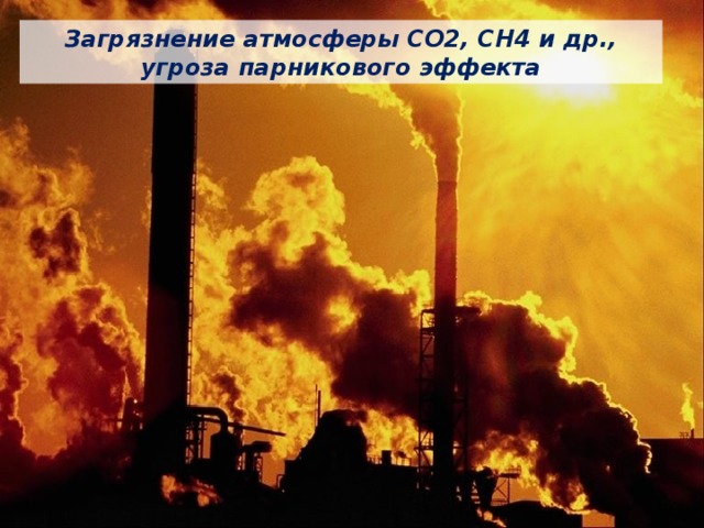 Загрязнение атмосферы СО2, СН4 и др., угроза парникового эффекта 