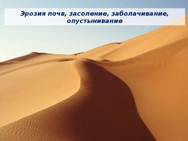 Эрозия почв, засоление, заболачивание, опустынивание 