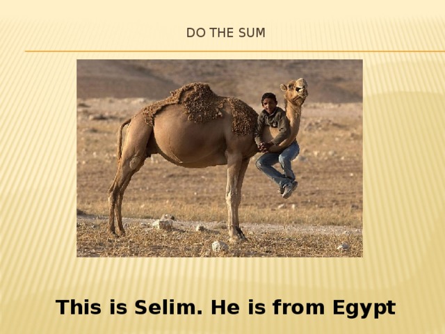 Do the sum This is Selim. He is from Egypt 