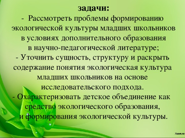 1 использование метода проекта в процессе формирования экологической культуры младших школьников