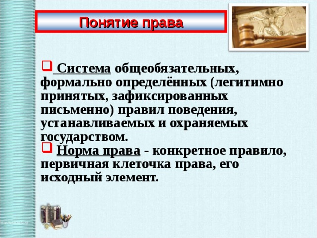 Понятие права система права источники права презентация 10 класс никитин