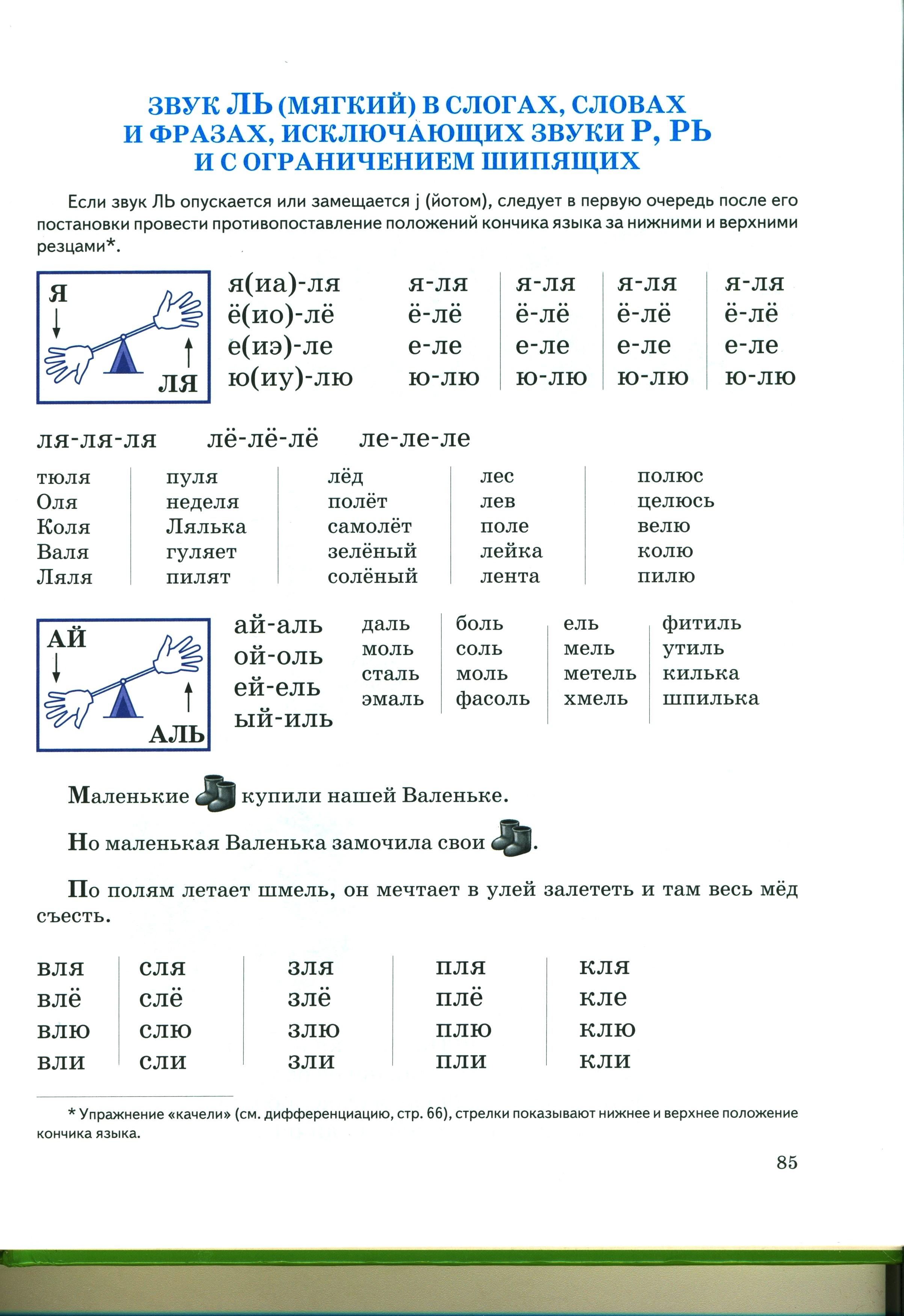 Схемы для дифференциации звуков