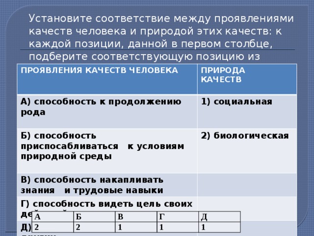 Способности рода. Соответствие между проявлениями. Проявление качеств человека природа качеств. Установите соответствие между проявлениями способностей человека. Установите соответствие качество человека.