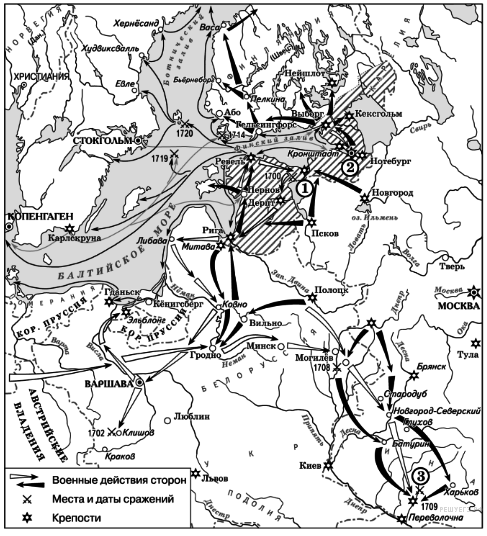 Северная война контурная карта 8 класс