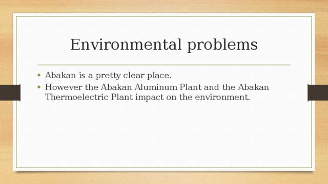 Environmental problems