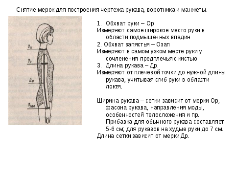 Обхват манжеты. Мерки для построения основы платья с втачным рукавом. Снятие мерок для построения рукава. Мерки для построения рукава. Мерки для платья с рукавами.