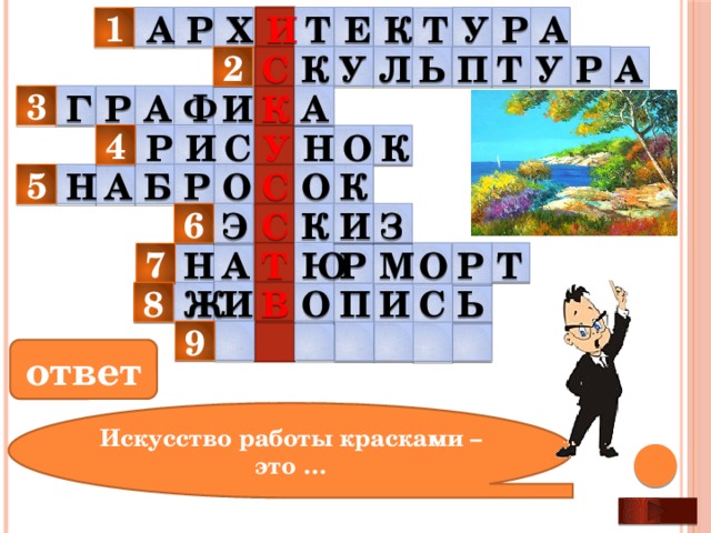 Витя взял краски и нарисовал замечательный ответ кроссворд