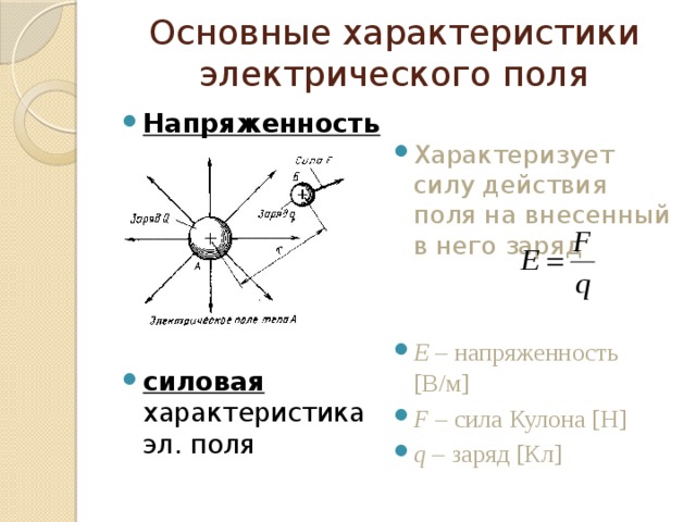 Действие поля на заряд. Основные характеристики электрического поля. Основные характеристики Эл поля. Основной параметр электрического поля. Основные параметры электрического поля.