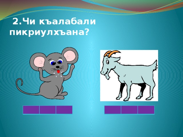  2.Чи къалабали пикриулхъана? 