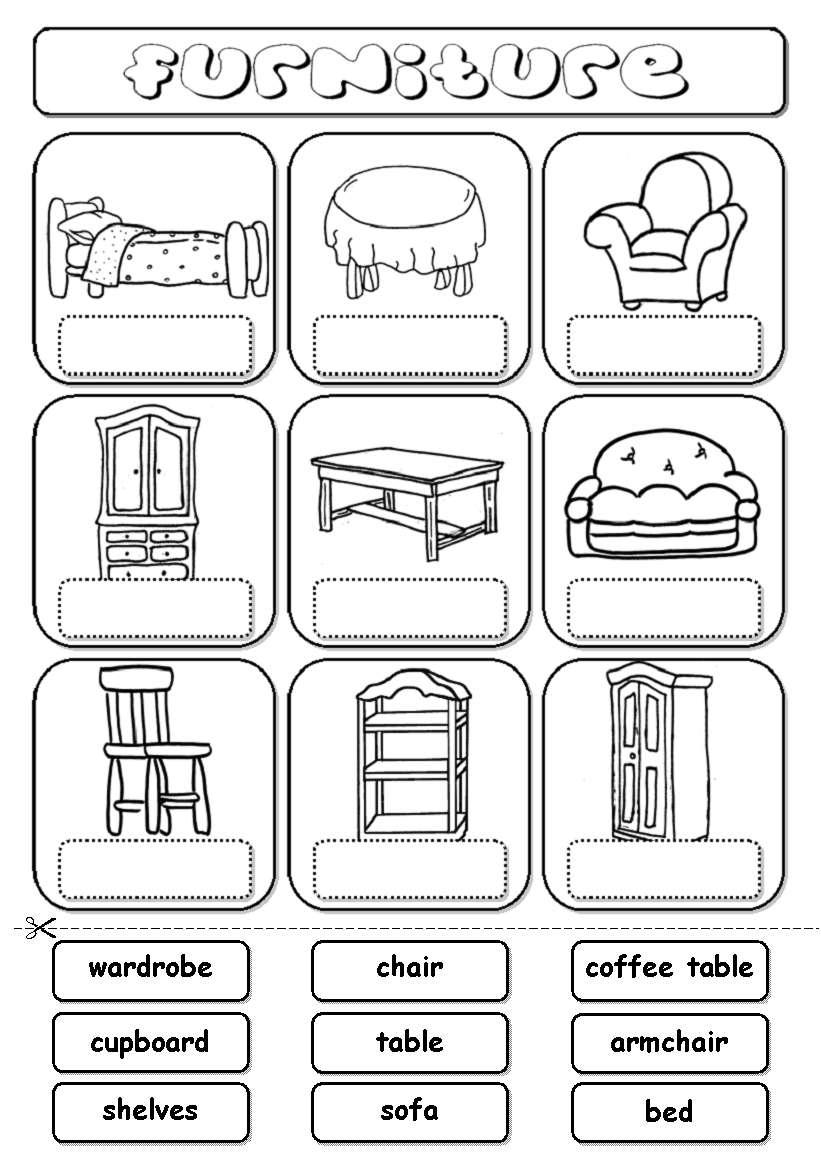 Мебель Worksheets for Kids