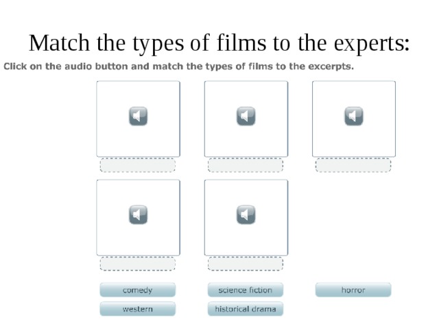 Match the types of films to the experts: 
