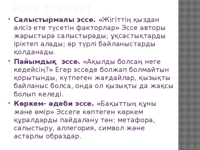 Эссе туралы презентация