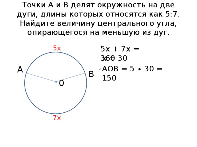 На рисунке о центр окружности аов 90 длина окружности