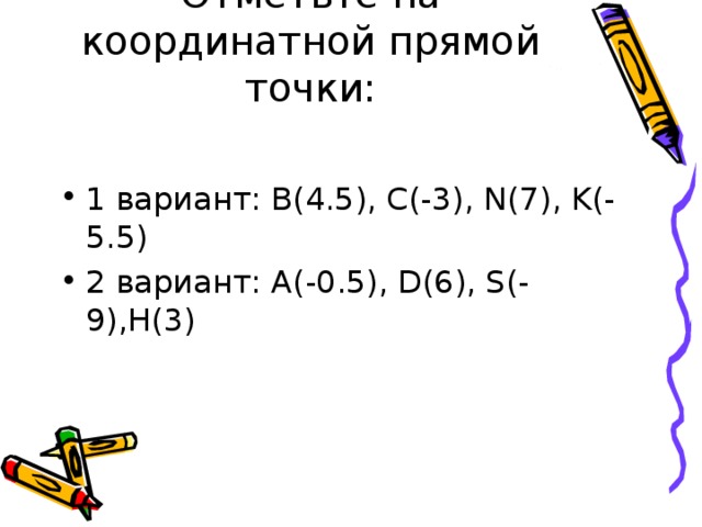 Отметьте на координатной прямой точки: