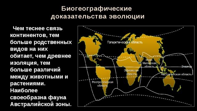 Биогеографические доказательства эволюции картинки