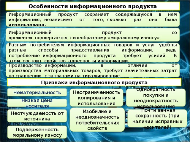 Задача информационного продукта. Особенности информационного продукта. Признаки информационного продукта. Основные особенности информационного продукта,. Свойства информационного товара.