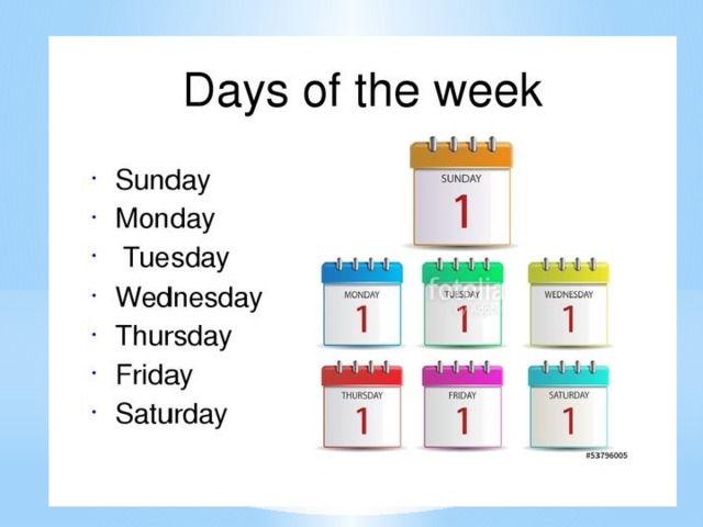 The days of the week презентация