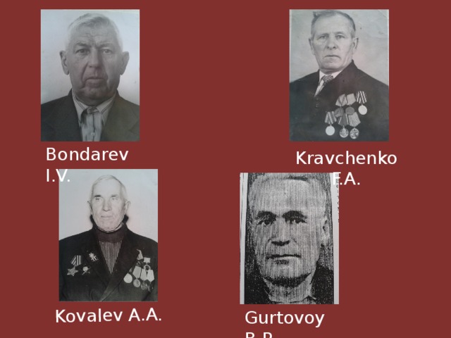 Kovalev A.A. Bondarev I.V. Kravchenko F.A. Gurtovoy B.P. 