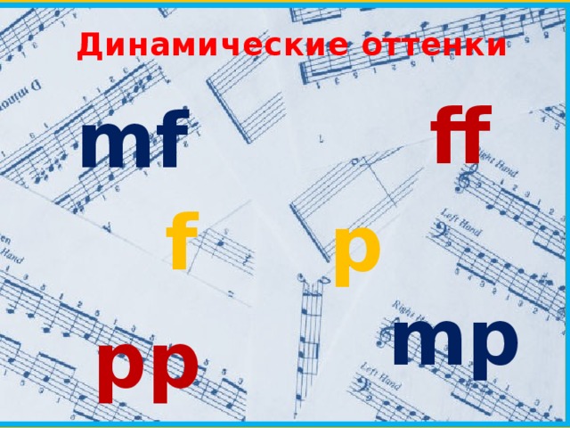 Динамические оттенки в Музыке. Динамические оттенки в Музыке для детей. Основные динамические оттенки.