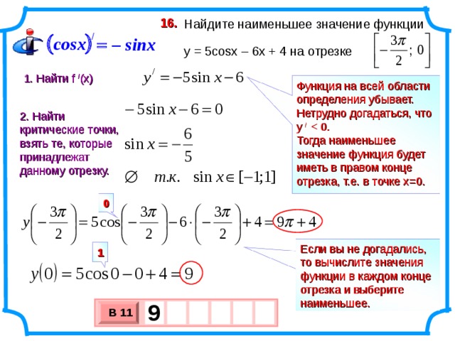 Найдите наименьшее значение функции y 15 12x x3