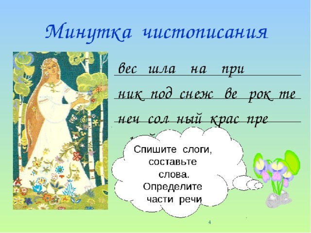 Минутка чистописания по русскому языку 2 класс образцы
