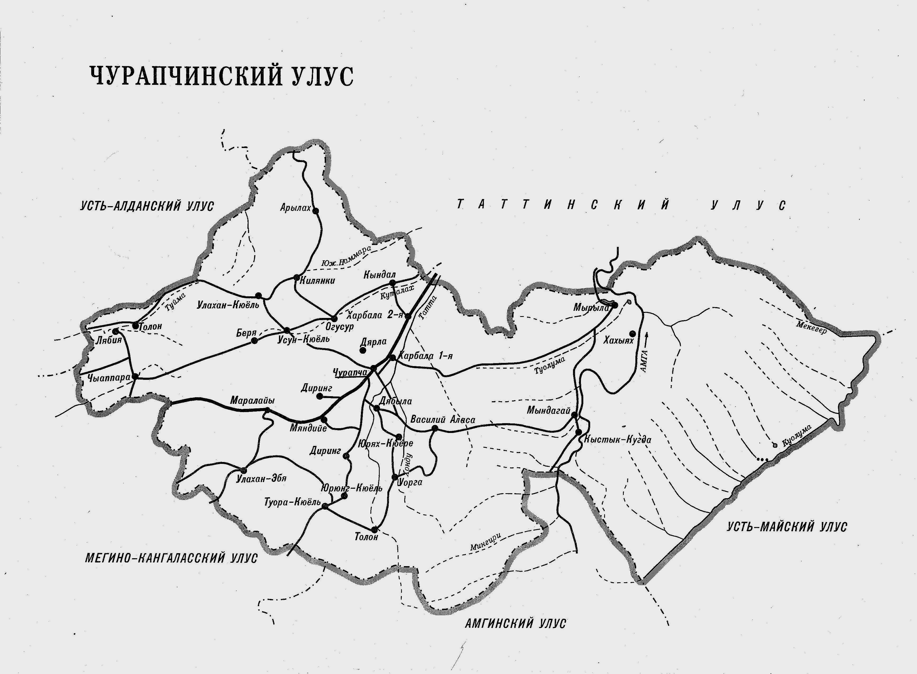 Карта горного улуса республики саха