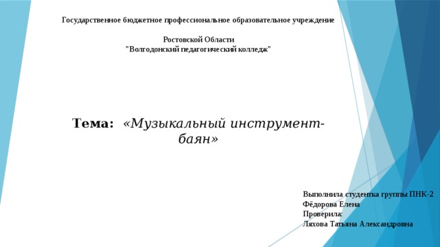 Государственное бюджетное профессиональное образовательное учреждение  Ростовской Области  