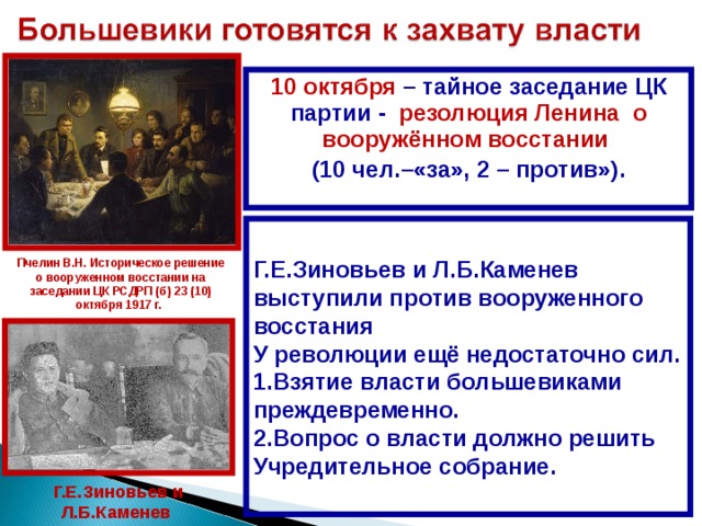 Кто из большевиков был против ленинского плана вооруженного восстания