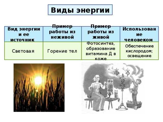 Использование световой энергии