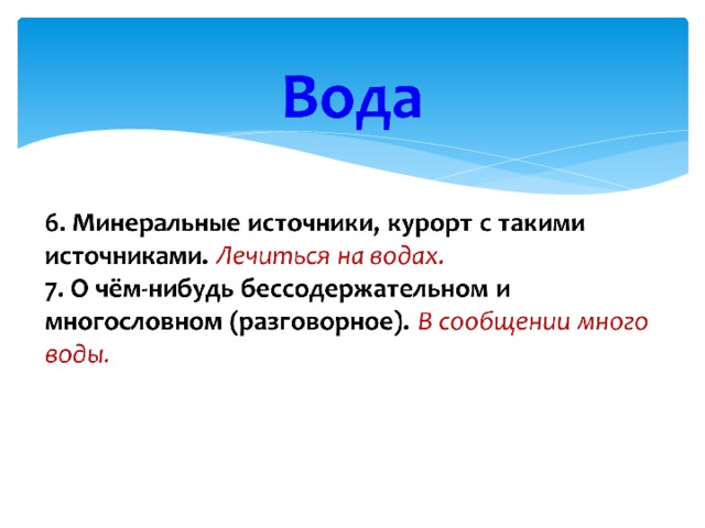 Образование слова вода