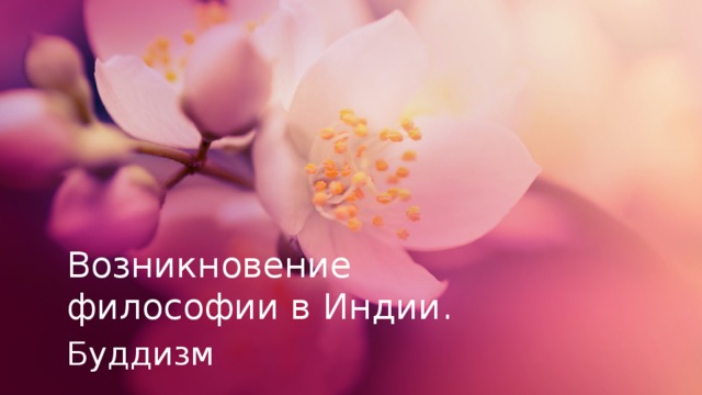 Возникновение философии в Индии. Буддизм  