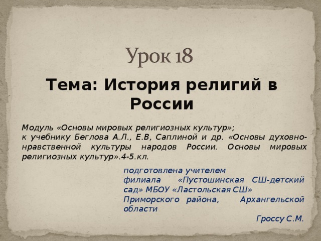 История религии в россии 4 класс орксэ презентация