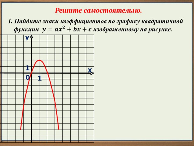 Решите самостоятельно. У 1 Х 0 1 