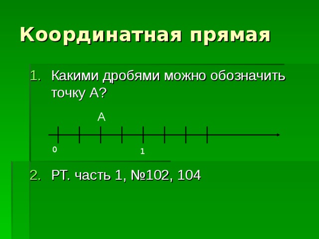 Представление дробей на координатном луче презентация