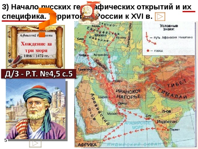 3) Начало русских географических открытий и их специфика. Территория России к XVI в.   