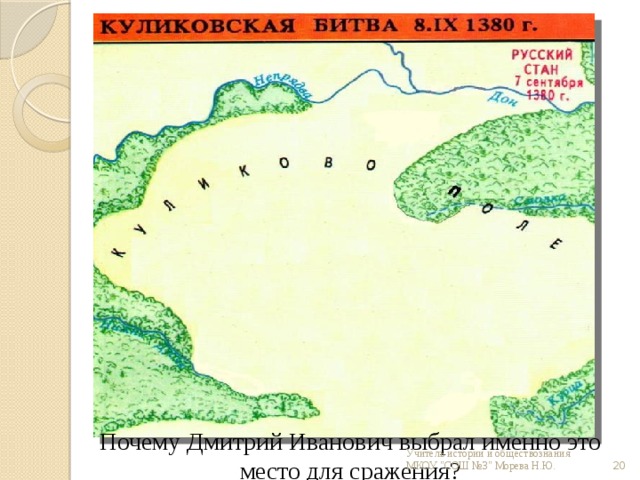 Почему Дмитрий Иванович выбрал именно это место для сражения?  Учитель истории и обществознания МКОУ 