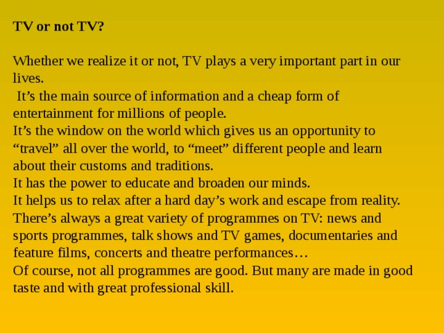Tv or not tv презентация